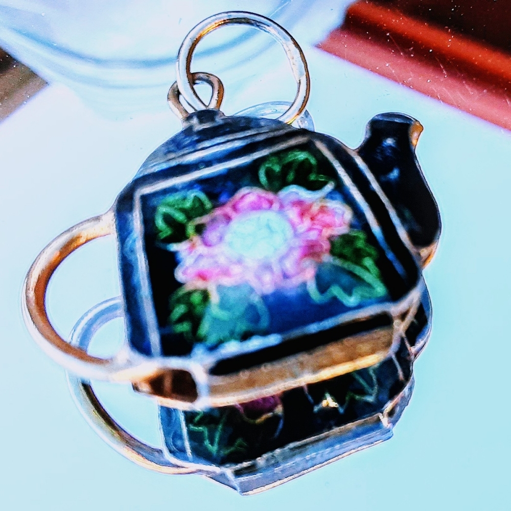 Last One! Hancrafted Puffed Teapot Pendant